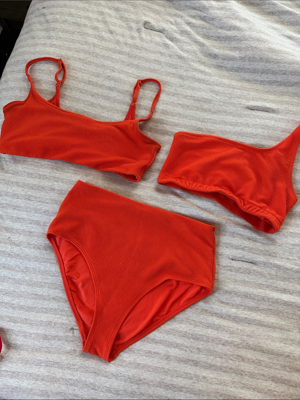 Old Navy Women's Red Textured Three-Piece Swim Set